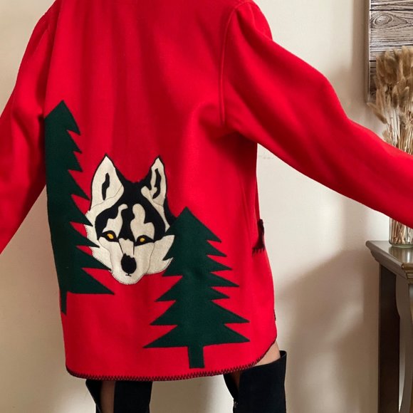 SOLD Vintage 80s Cindy Owings Husky/wolf Oversized Jacket - Picture 4 of 7
